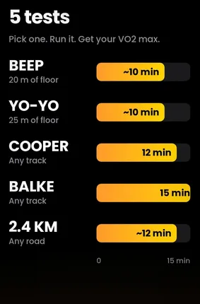 Fitness tests in VO2 Maximizer